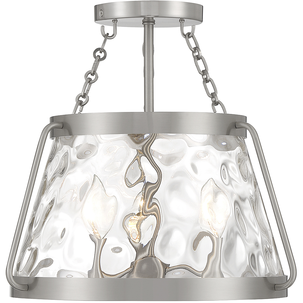 Crawford 3 Light 15 inch Satin Nickel Semi-Flush Ceiling Light