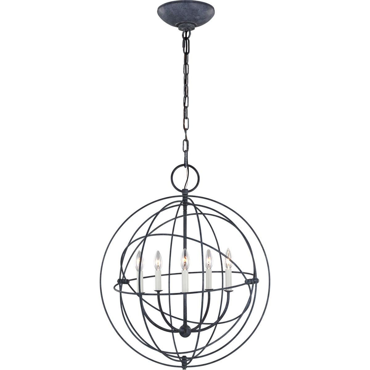 C&M by Chapman & Myers Bayberry 5 Light 24 inch Weathered Galvanized Pendant Ceiling Light