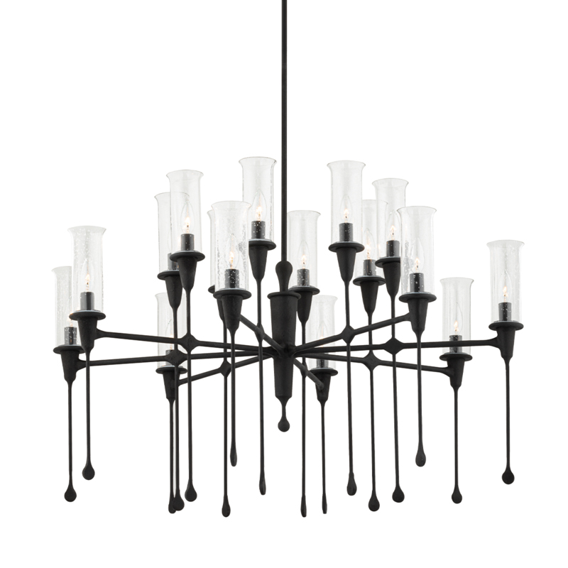 Chisel 16 Light 41.25 inch Black Iron Chandelier Ceiling Light