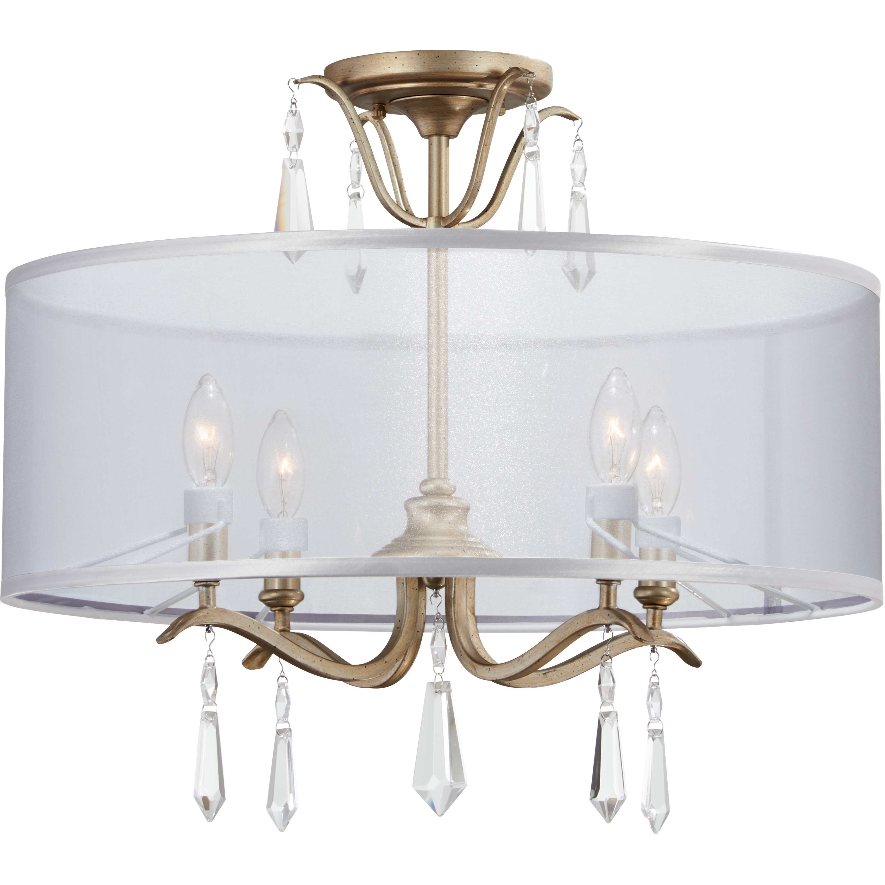 Laurel Estate 4 Light 20 inch Brio Gold Semi Flush Mount Ceiling Light, Convertible