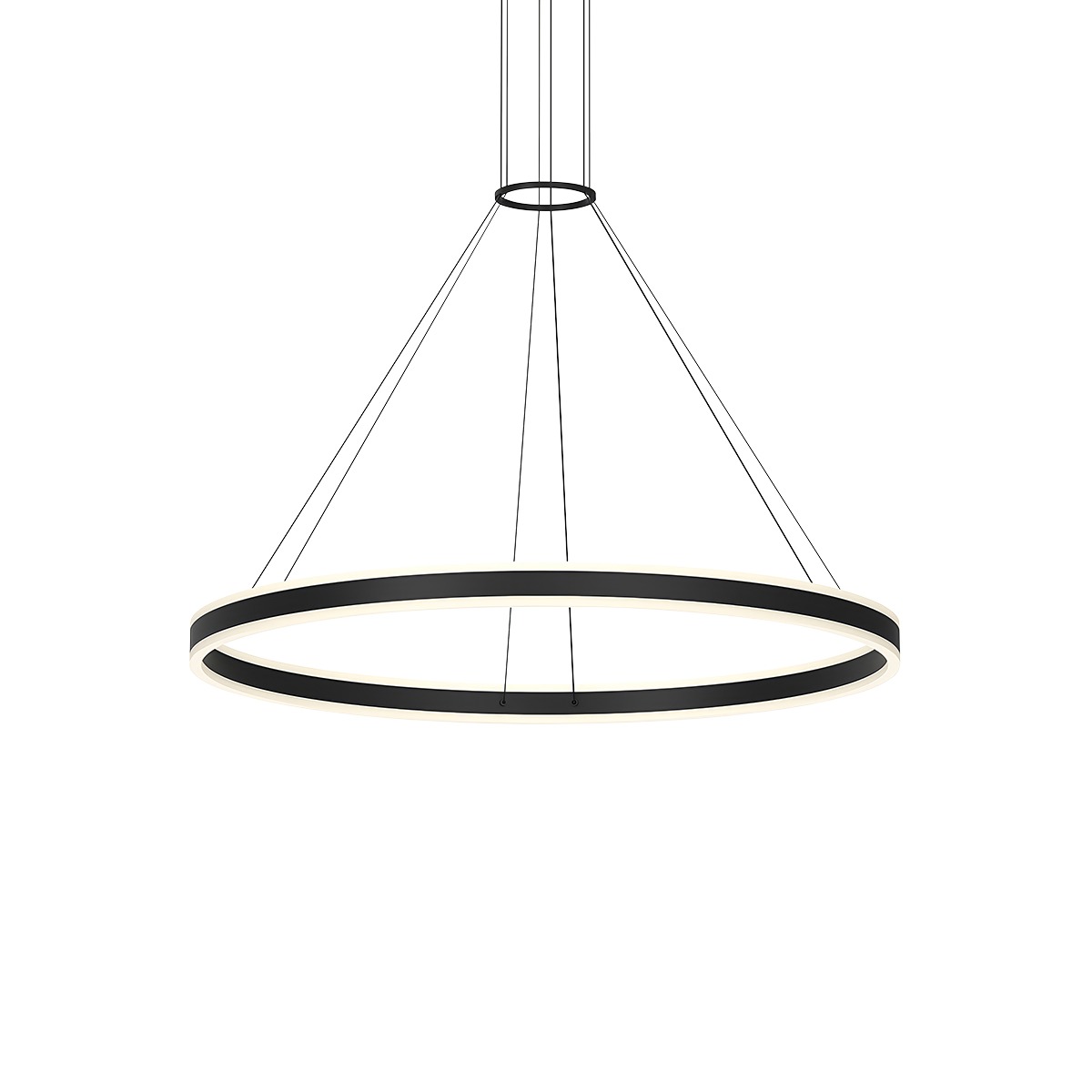 Double Corona LED 47.25 inch Satin Black Pendant Ceiling Light in Standard Suspension