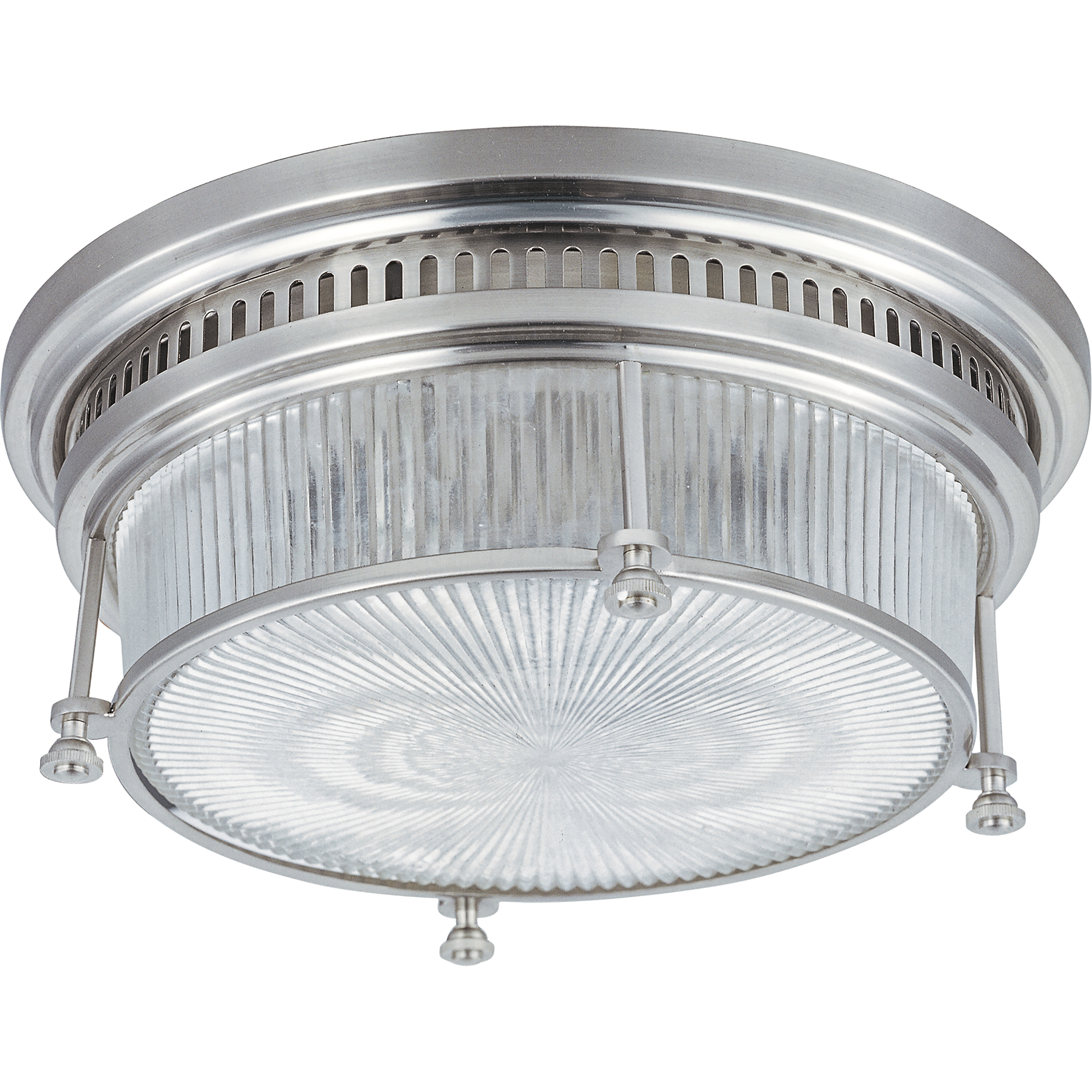 Hi-Bay 2 Light 13 inch Satin Nickel Flush Mount Ceiling Light