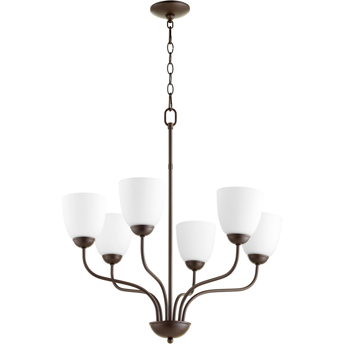 Fort Worth 6 Light 24.5 inch Oiled Bronze Chandelier Ceiling Light, Quorum Home