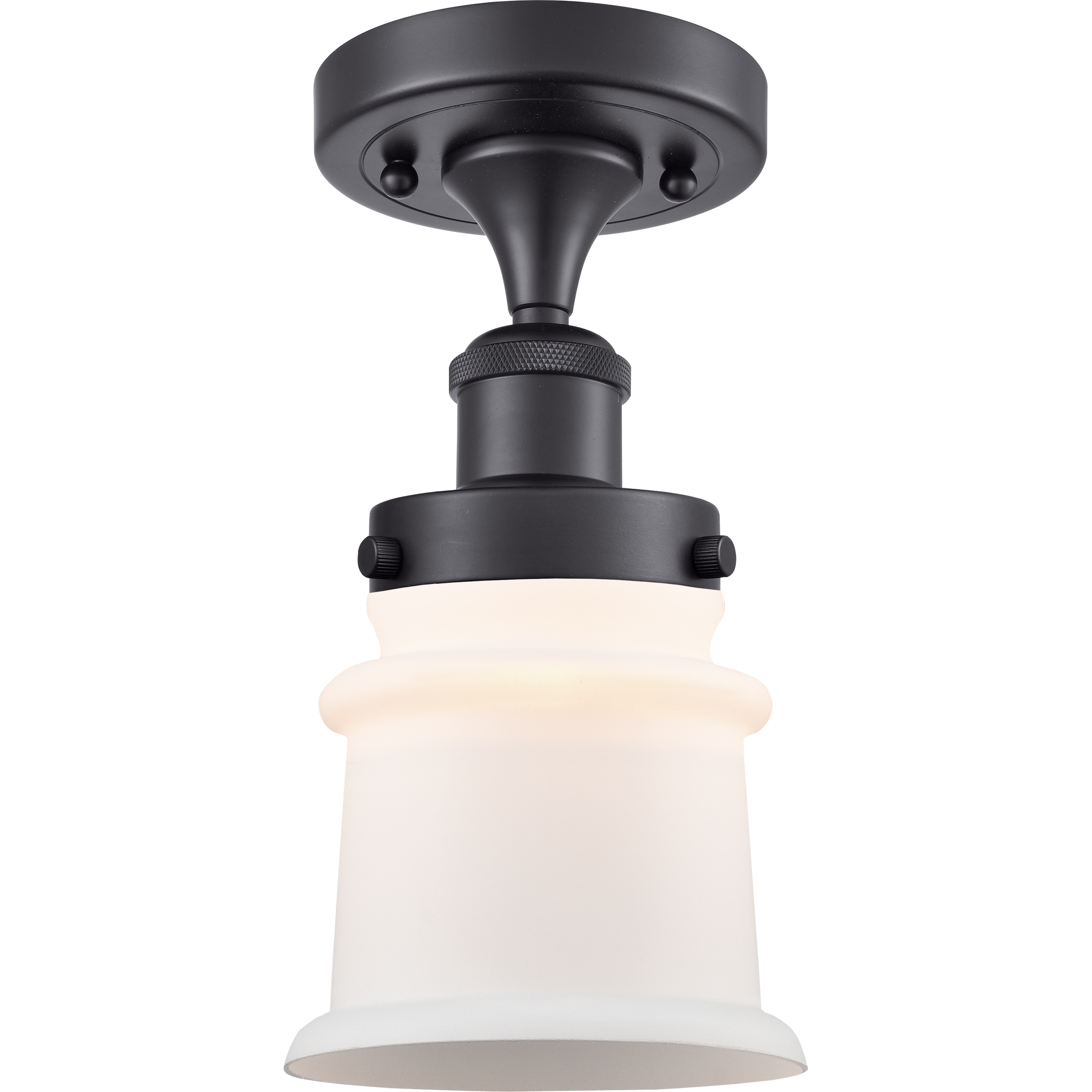 Edison Canton 1 Light 5.25 inch Matte Black Semi-Flush Mount Ceiling Light in Matte White Glass, 2.05 lb