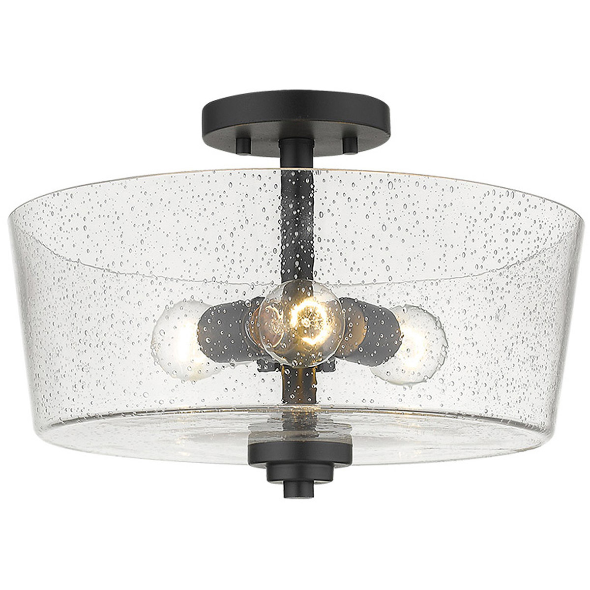 Rowe 3 Light 15 inch Matte Black Semi-Flush Mount Ceiling Light