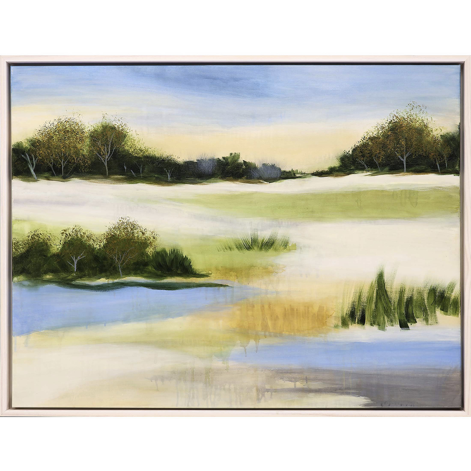 Soft Focus Green and Blue and White and Yellow Canvas, The Studio