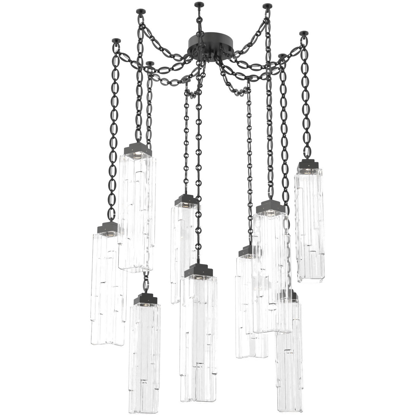 Ledgestone LED 13.5 inch Matte Black Swag Multi-Pendant Ceiling Light in 3000K LED, Oval Chain