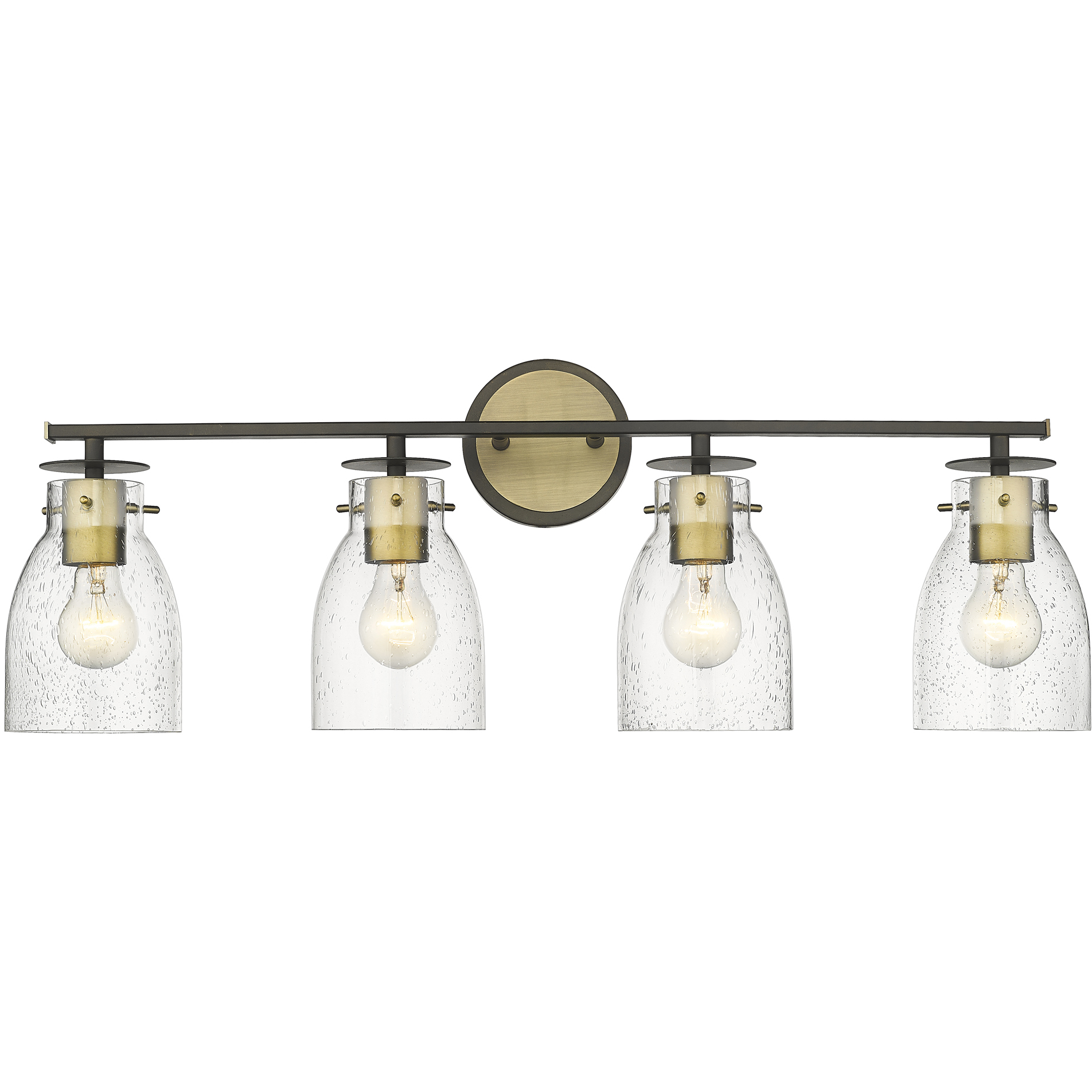 Shelby 4 Light 30 inch Oil Rubbed Bronze and Antique Brass Vanity Light Wall Light