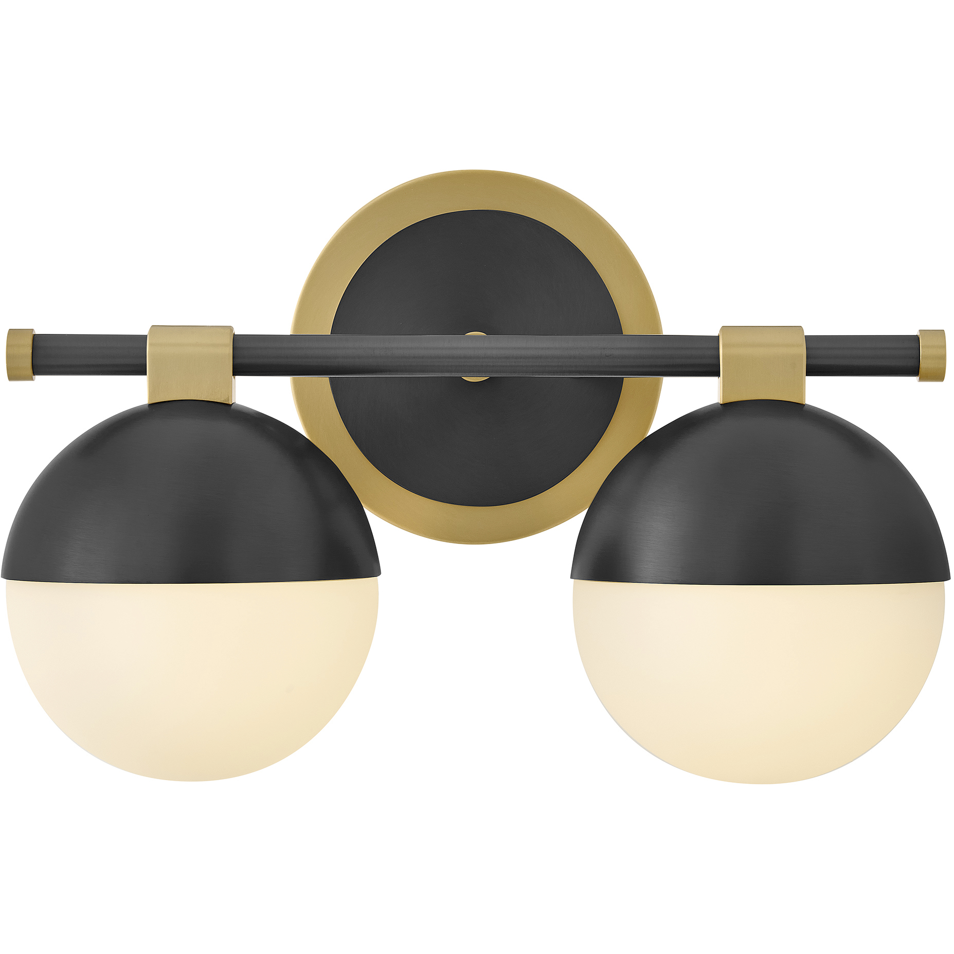 Bowie 2 Light 14.25 inch Lacquered Brass and Black Vanity Light Wall Light in Lacquered Brass with Black