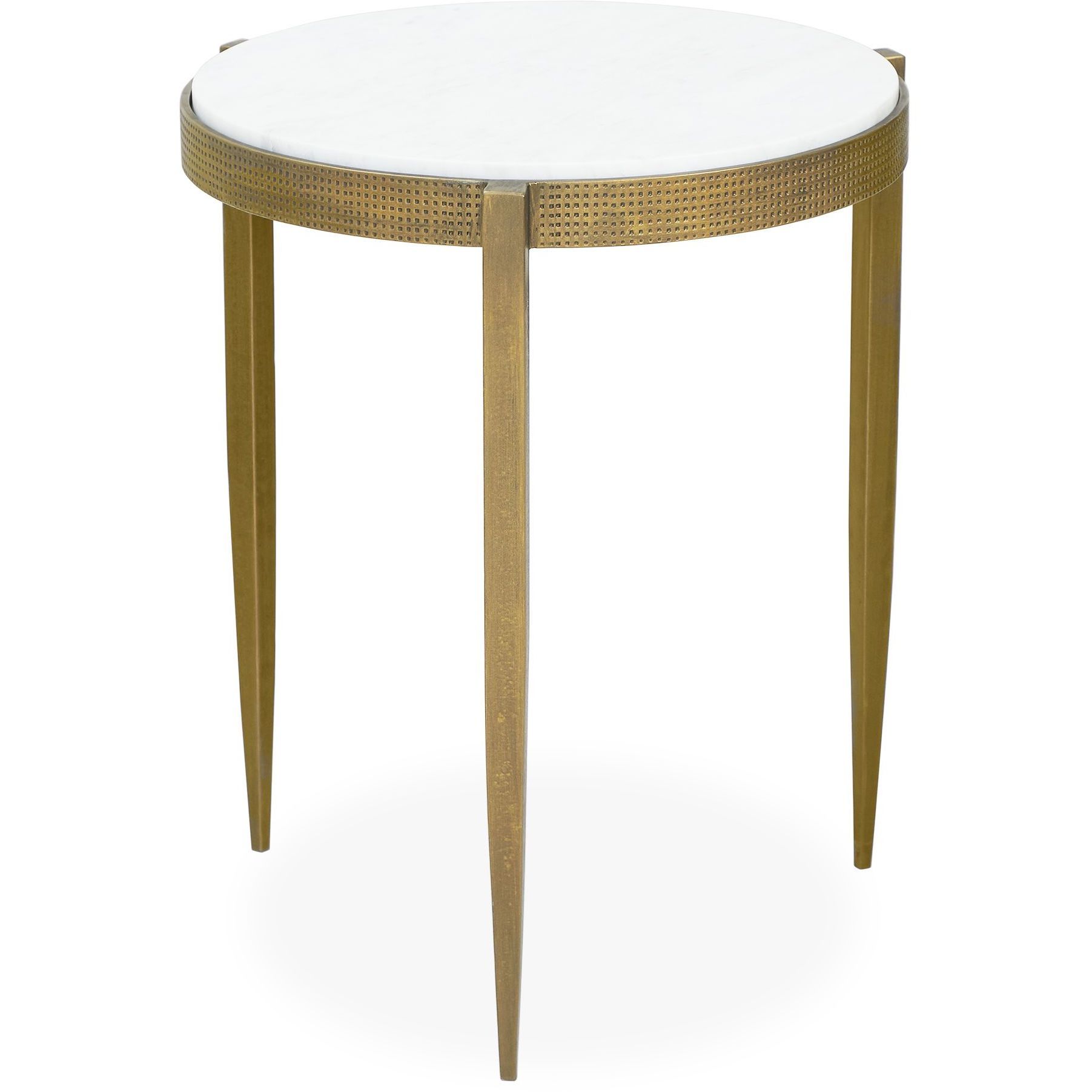 Ocilla 22.5 X 18.5 inch Antique Brass and White Marble Accent Table