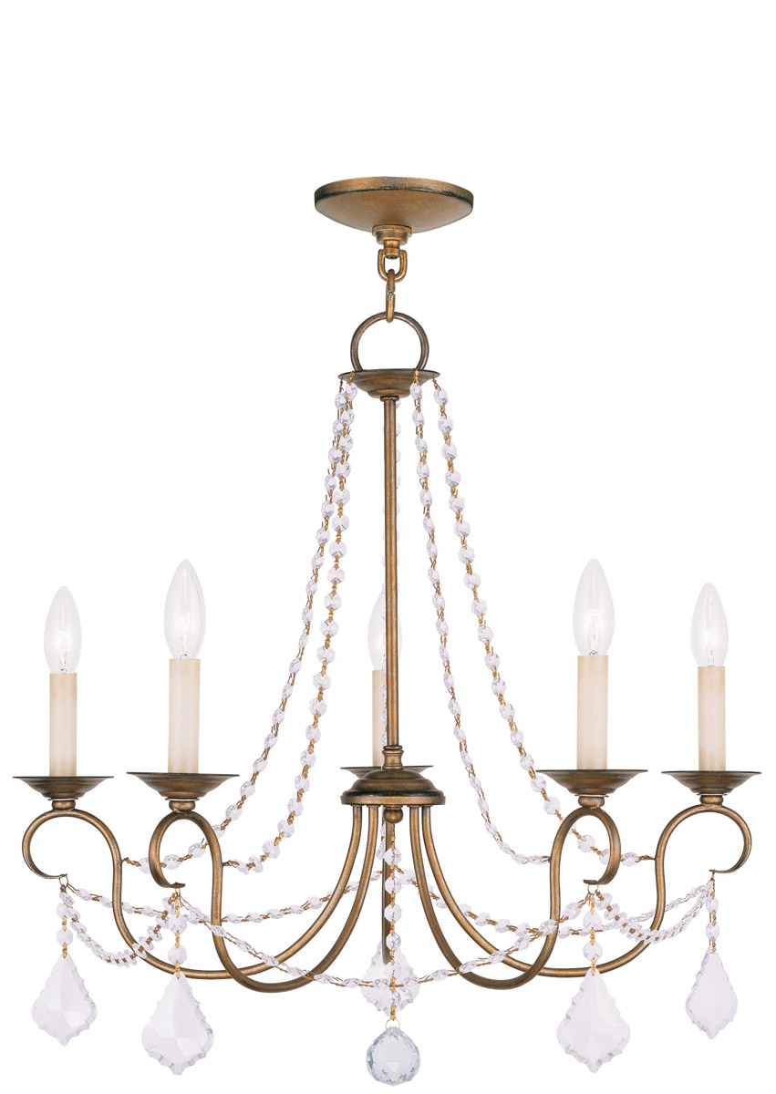 Pennington 5 Light 25 inch Antique Gold Leaf Chandelier Ceiling Light