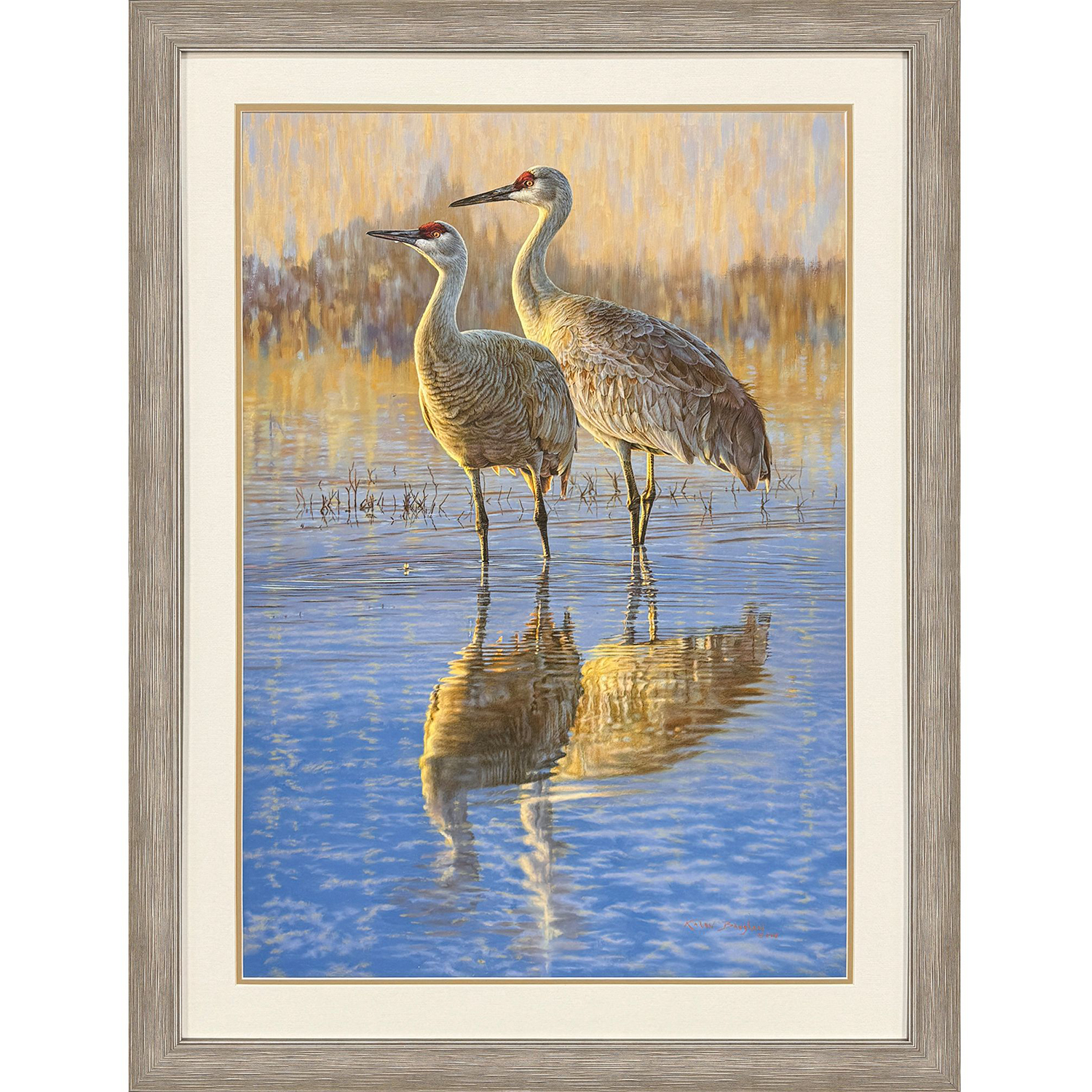 Reflection Blue and Beige and Multi Framed Art