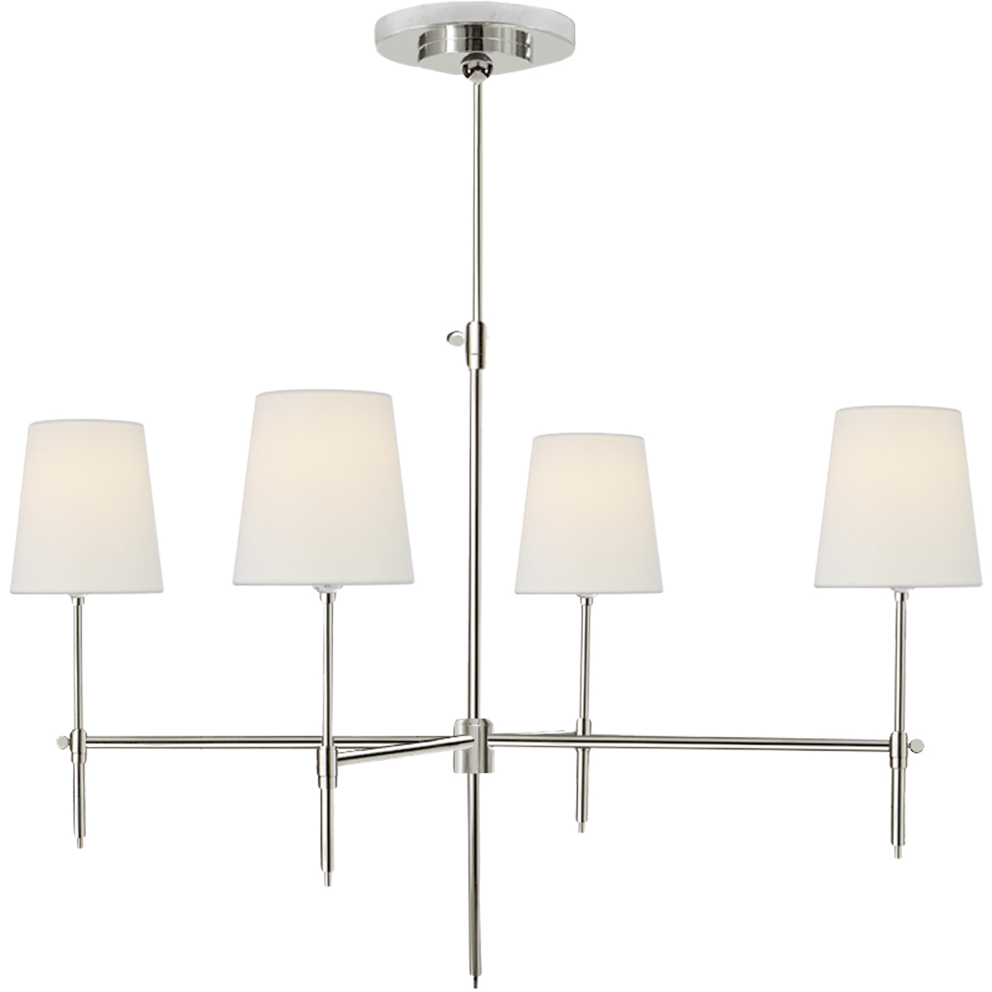 Thomas O'Brien Bryant 4 Light 36 inch Polished Nickel Chandelier Ceiling Light in Linen, Large