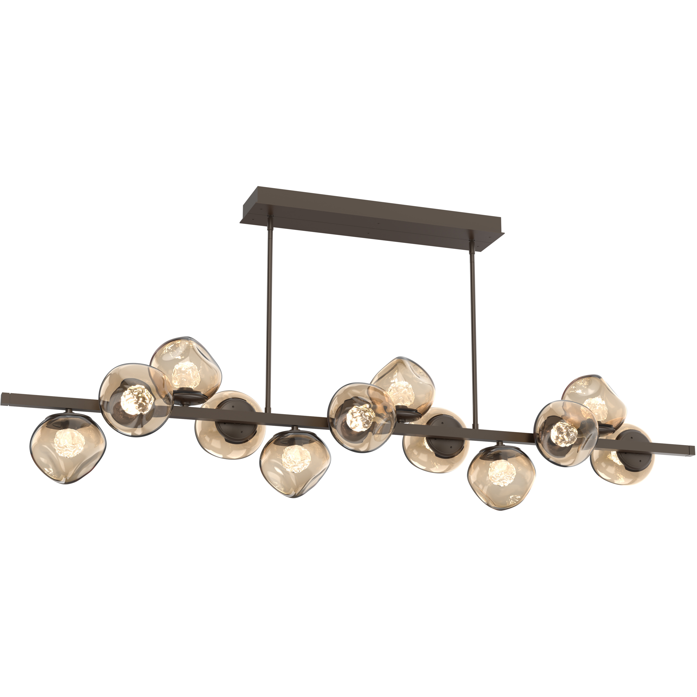 Luna LED 72 inch Flat Bronze Chandelier Ceiling Light in 3000K LED, Floret Inner - Bronze Outer, Twisted Branch