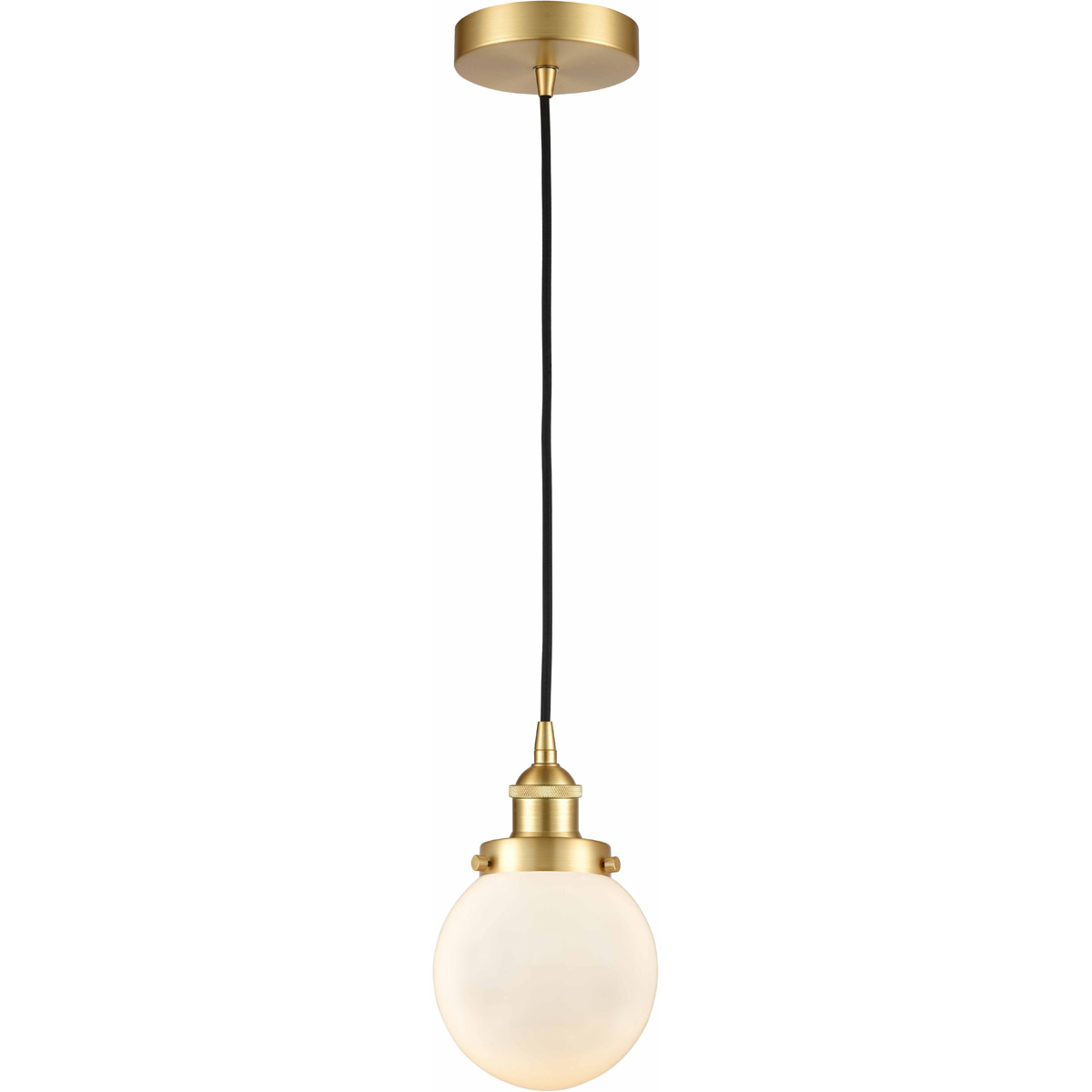 Edison Beacon 1 Light 6 inch Satin Gold Mini Pendant Ceiling Light