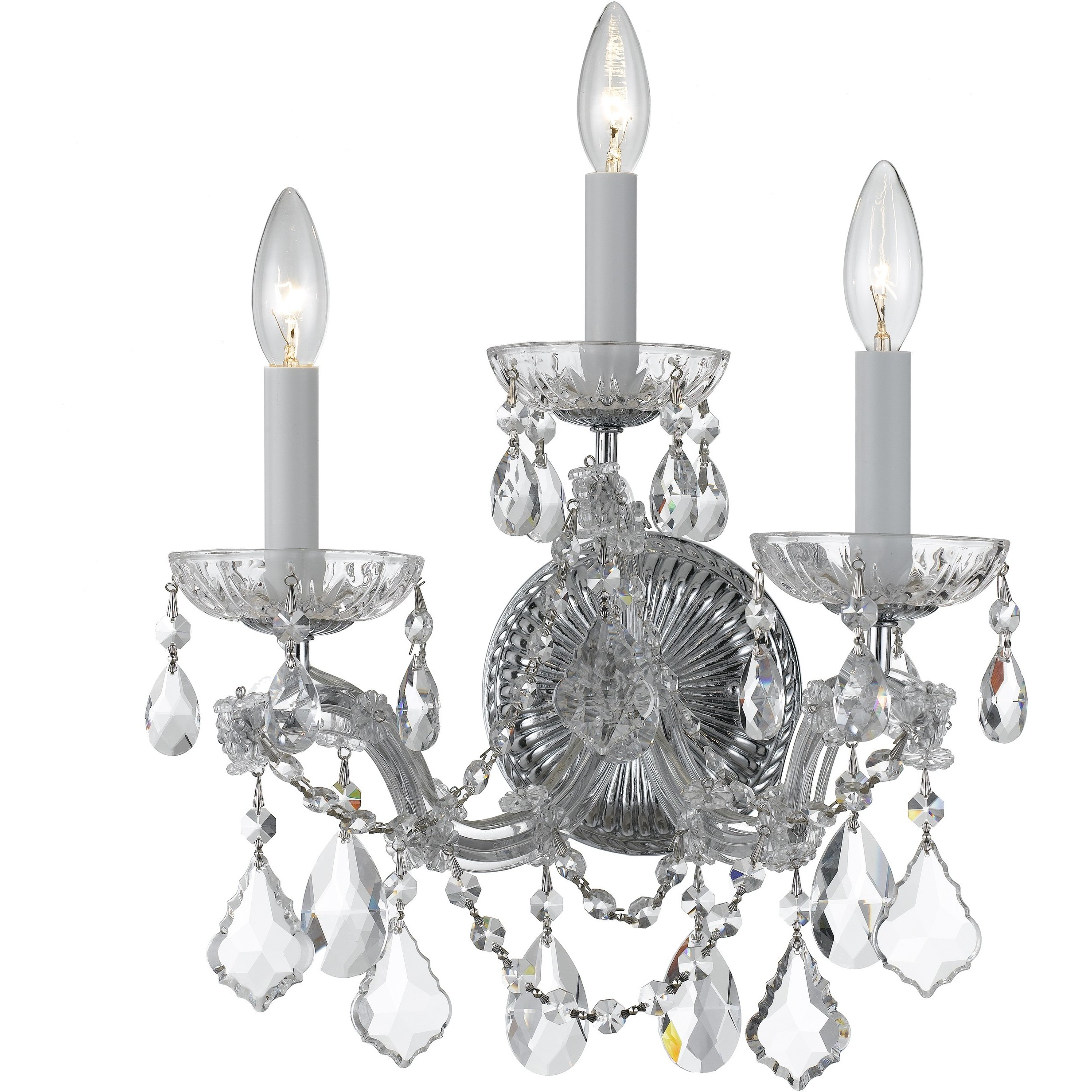 Maria Theresa Sconce Wall Light in Clear Hand Cut, Polished Chrome