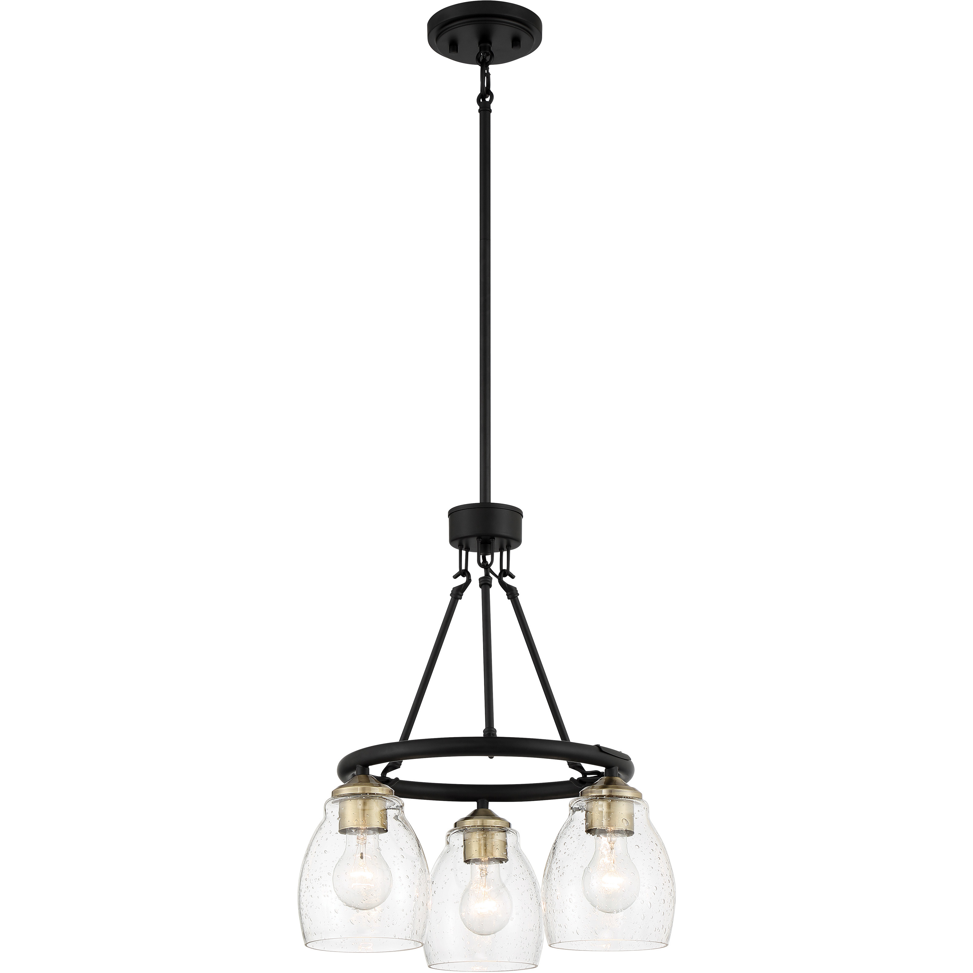 Winsley 3 Light 17 inch Coal And Stained Brass Chandelier Ceiling Light in Coal/Stained Brass
