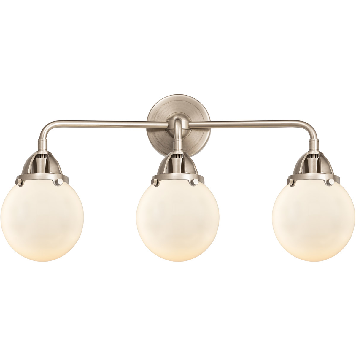 Nouveau 2 Beacon LED 24 inch Black Polished Nickel Bath Vanity Light Wall Light in Matte White Glass