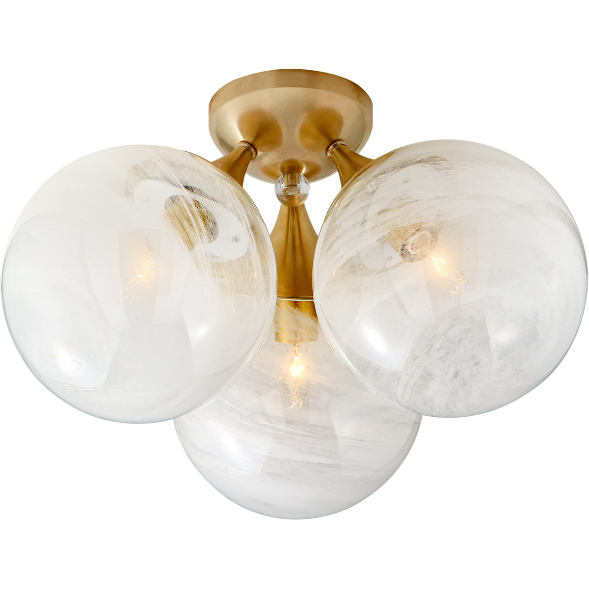 AERIN Cristol 3 Light 15.25 inch Hand-Rubbed Antique Brass Flush Mount Ceiling Light, Large