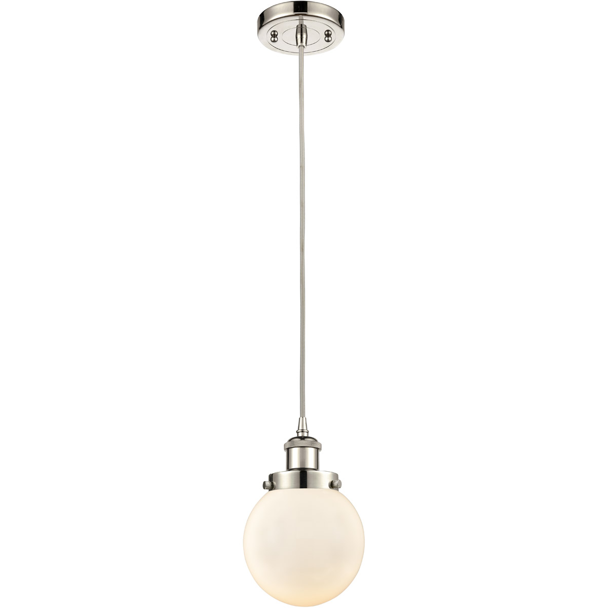 Ballston Beacon 1 Light 6 inch Polished Nickel Mini Pendant Ceiling Light in Matte White Glass