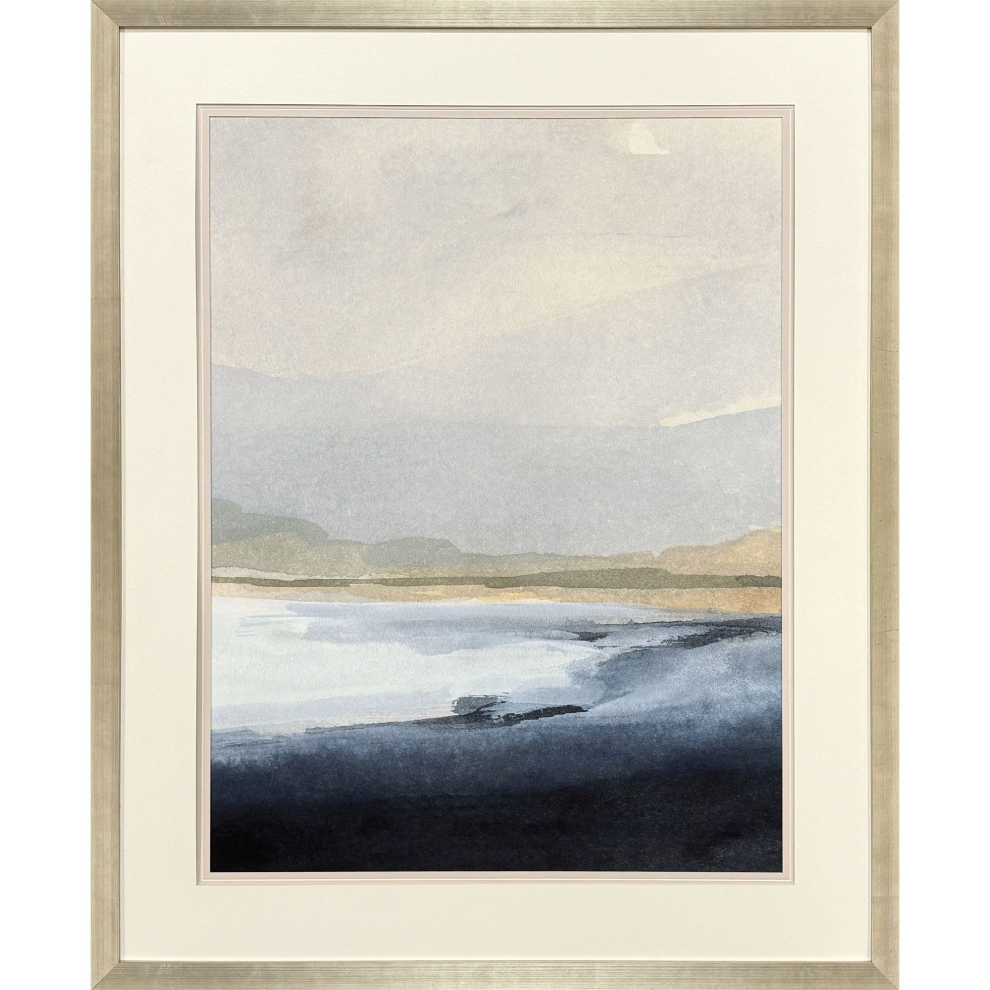 Misty I & II Blue and Orange and White Framed Art