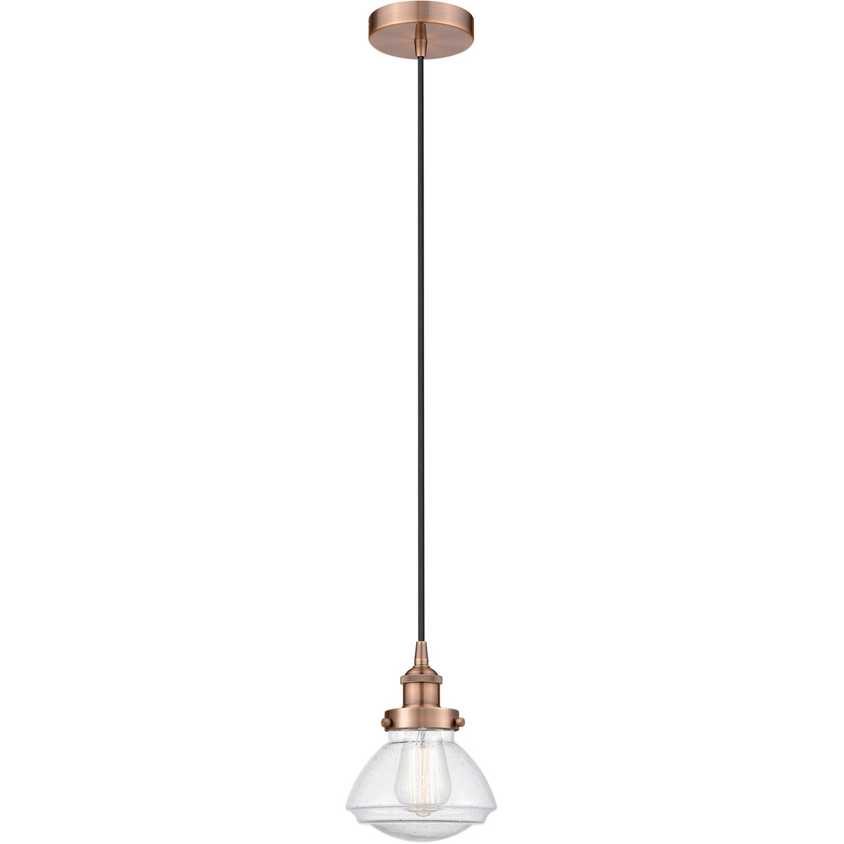 Edison Olean 1 Light 7 inch Antique Copper Mini Pendant Ceiling Light