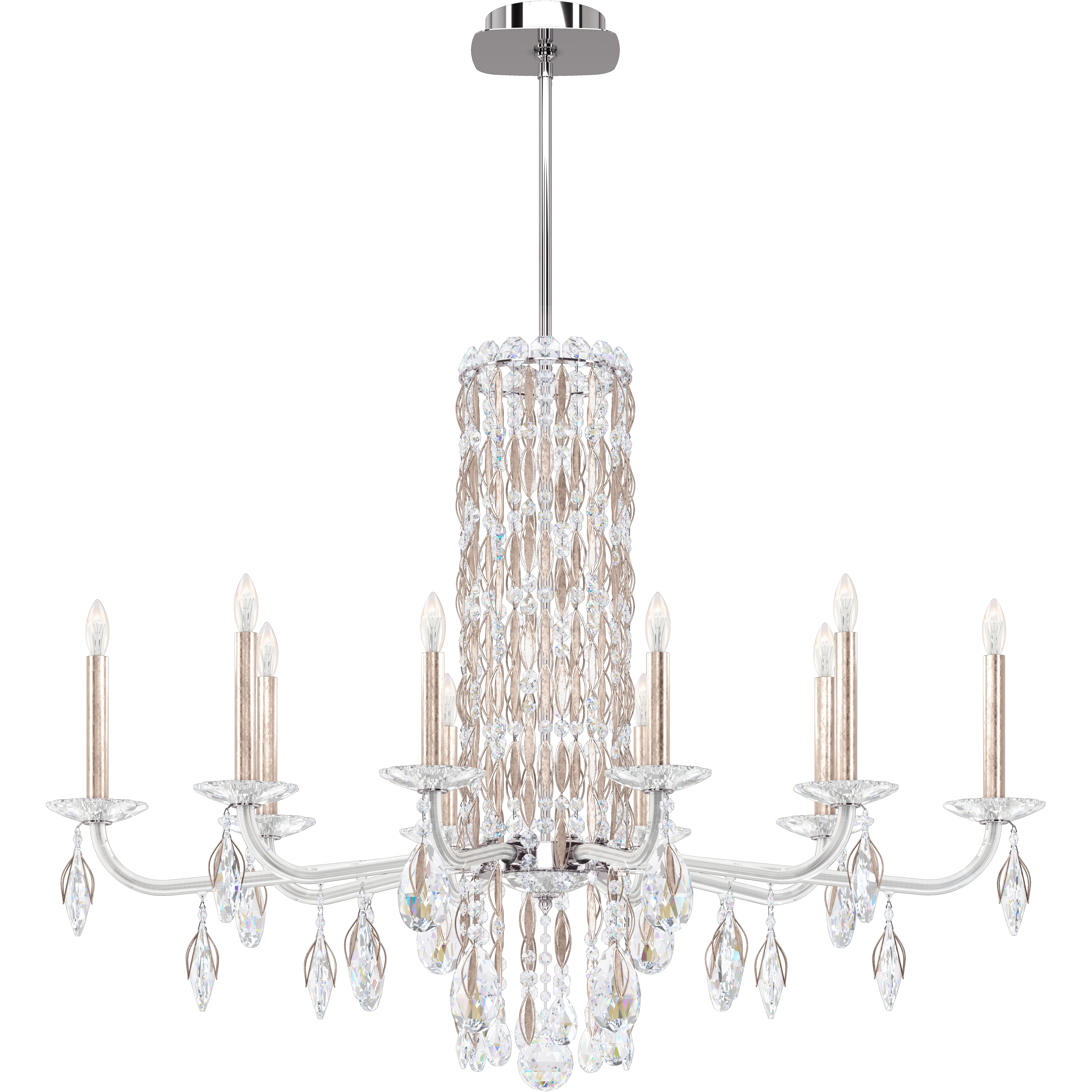 Siena 10 Light 40.5 inch Antique Silver Chandelier Ceiling Light in Heritage, No Spikes