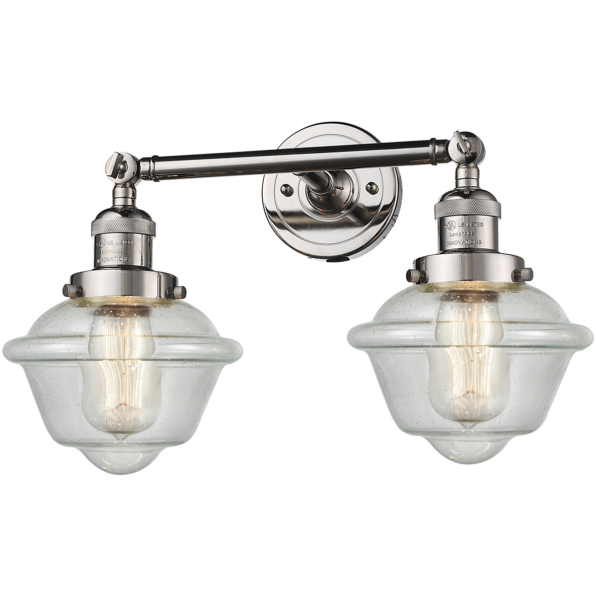 Franklin Restoration Small Oxford LED 8 inch Polished Nickel Bath Vanity Light Wall Light in Seedy Glass, Franklin Restoration