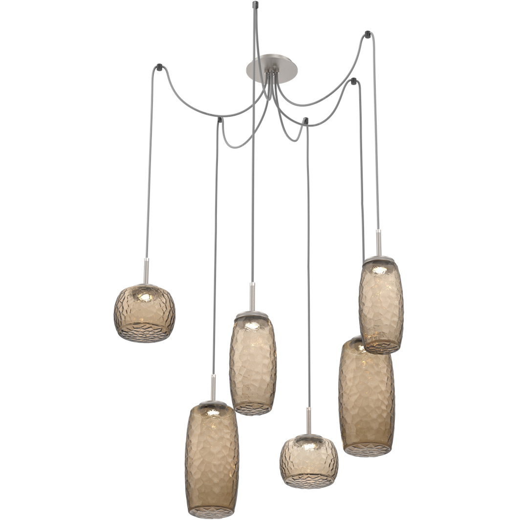 Vessel LED 15.2 inch Metallic Beige Silver Swag Multi-Pendant Ceiling Light in Bronze, 2700K LED