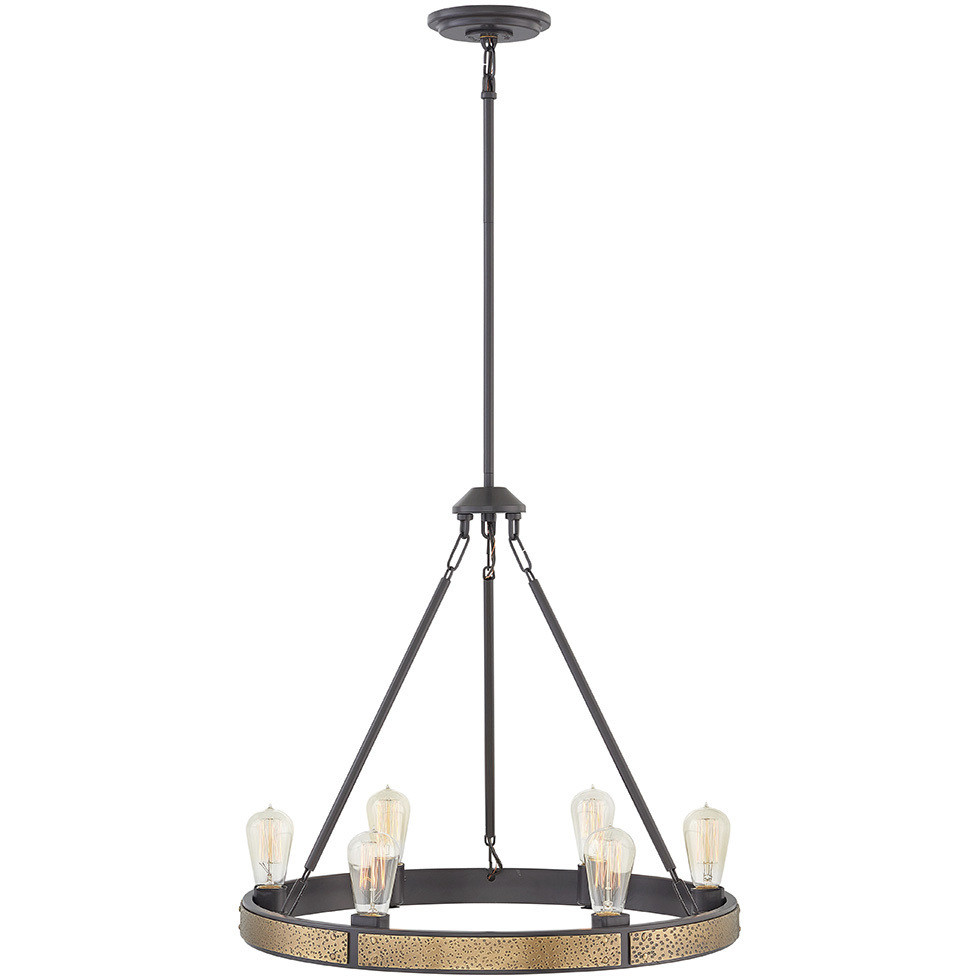 Everett 6 Light 24.5 inch Bronze with Heritage Brass Indoor Chandelier Ceiling Light