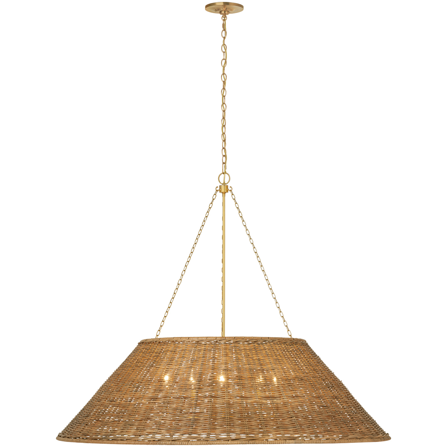 Marie Flanigan Corinne LED 44 inch Soft Brass Woven Hanging Shade Ceiling Light in Natural Wicker