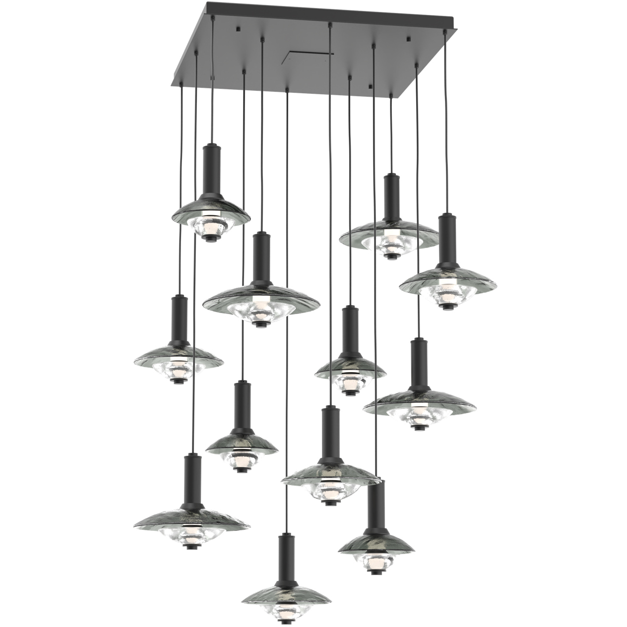 Cirrus LED 43.5 inch Matte Black Multi-Pendant Ceiling Light in Smoke Granite