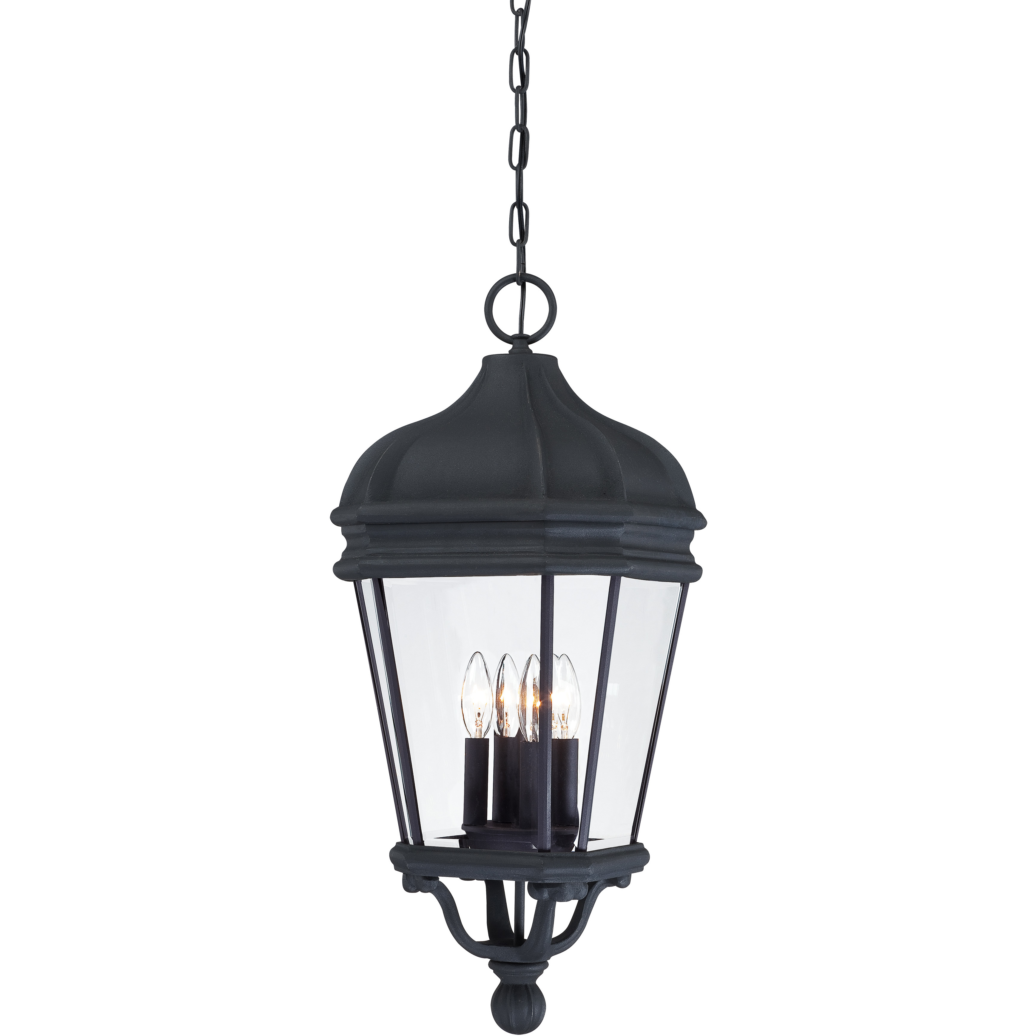 Harrison 4 Light 12 inch Coal Outdoor Chain Hung Lantern in Sand Coal, The Great Outdoors