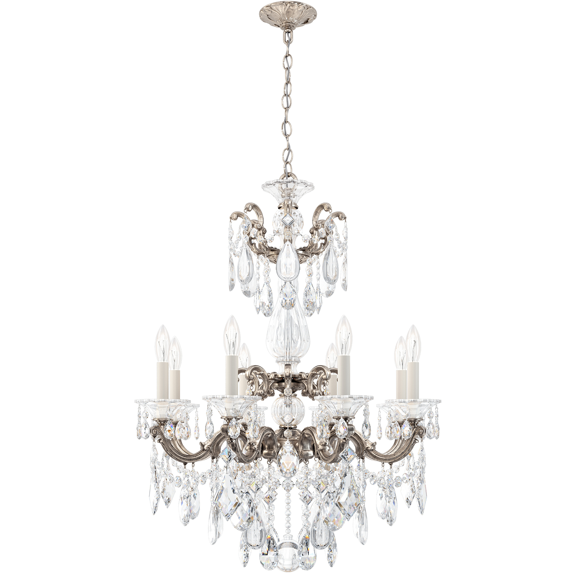 La Scala 8 Light Antique Silver Chandelier Ceiling Light in Radiance