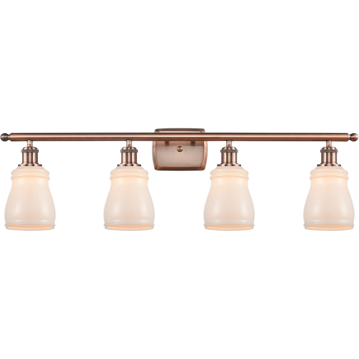 Ballston Ellery LED 36 inch Antique Copper Bath Vanity Light Wall Light in White Glass, Ballston