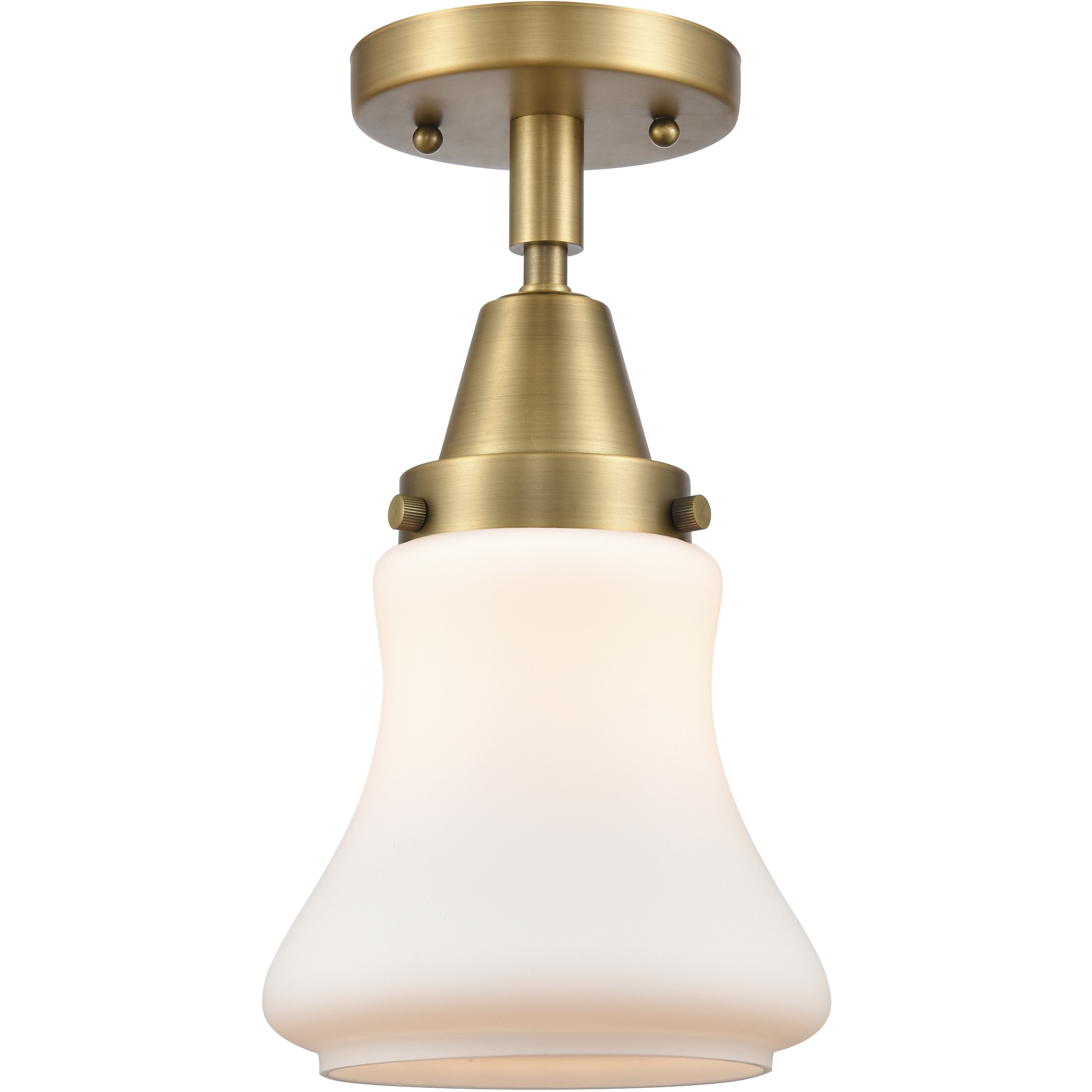 Franklin Restoration Bellmont LED 6.25 inch Brushed Brass Flush Mount Ceiling Light in Matte White Glass