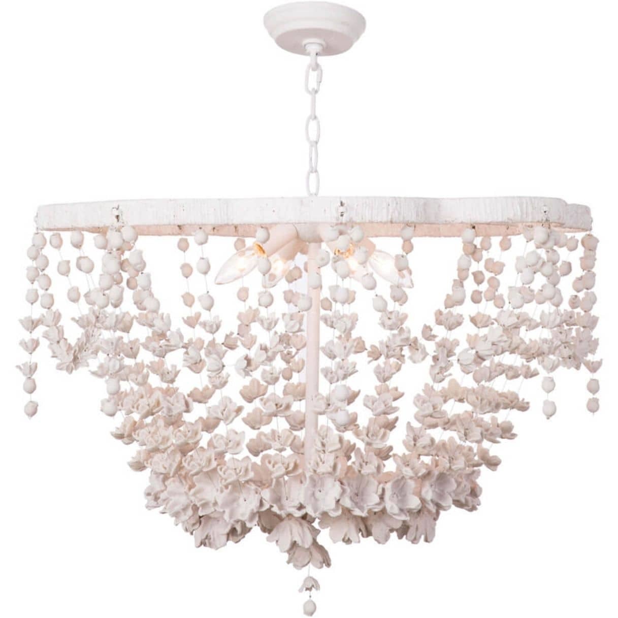 Vanessa 4 Light 27 inch White Chandelier Ceiling Light, Basin