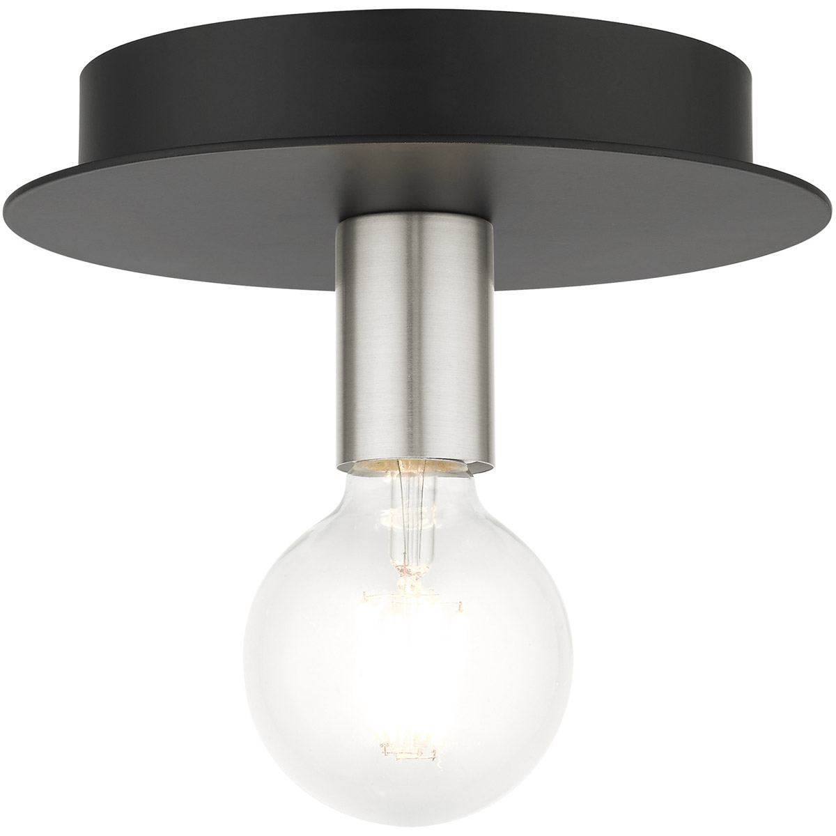 Hillview 1 Light 8 inch Black with Brushed Nickel Accents Petite Flush Mount Ceiling Light
