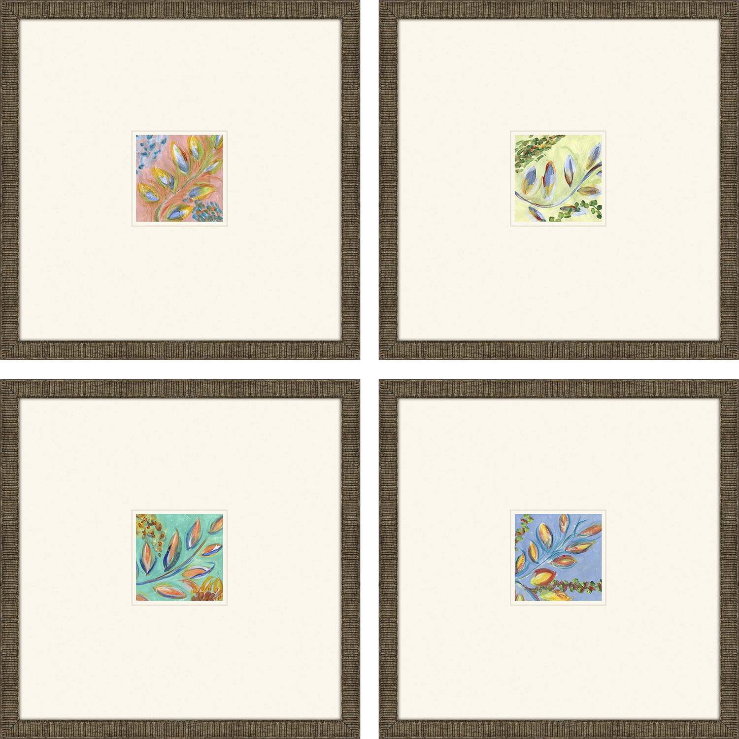 Botanica Blue and Black and Green and Orange Framed Art