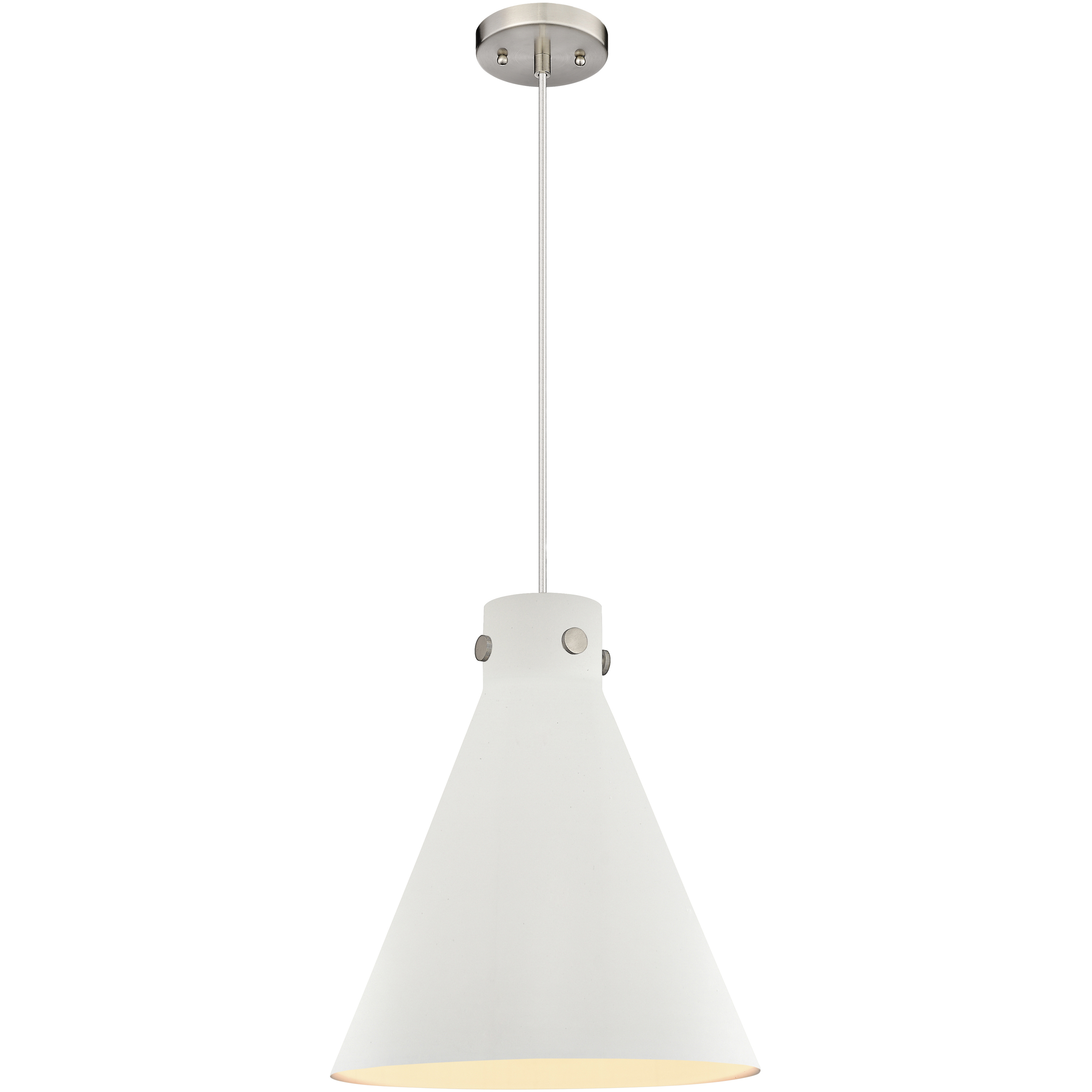 Newton Cone 1 Light 14 inch Satin Nickel Cord Hung Pendant Ceiling Light