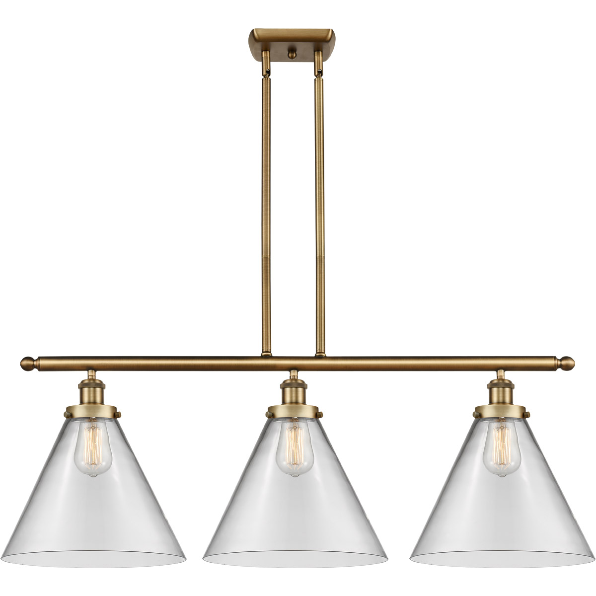 Ballston X-Large Cone LED 36 inch Brushed Brass Island Light Ceiling Light in Clear Glass