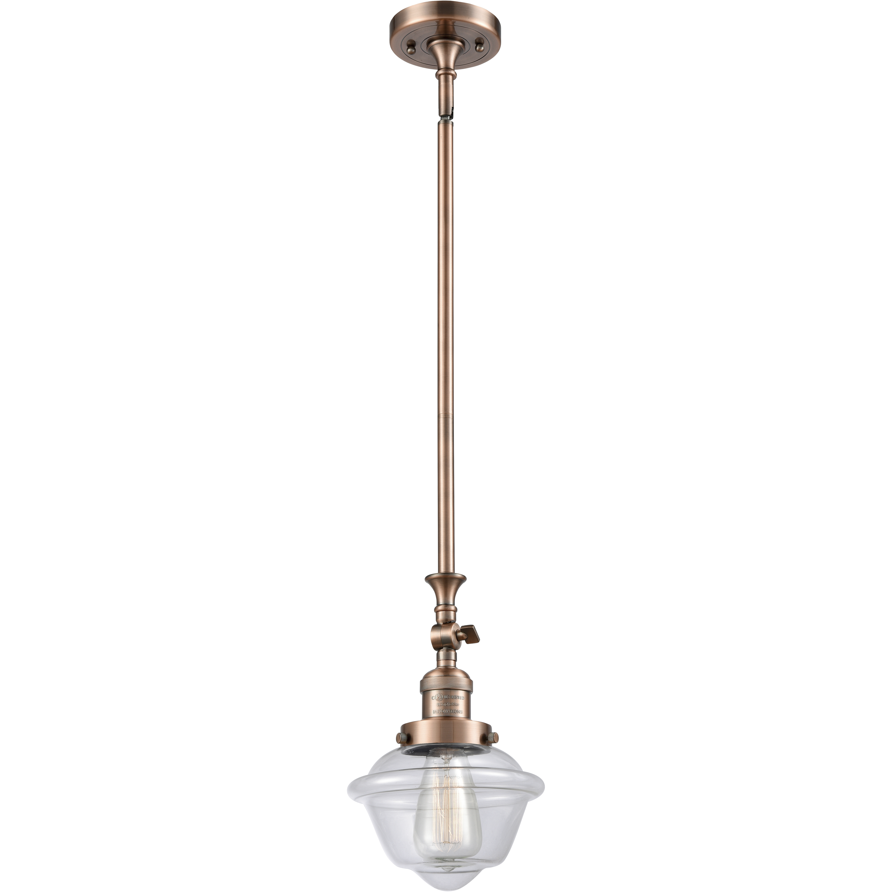 Franklin Restoration Oxford 1 Light 7.5 inch Antique Copper Mini Pendant Ceiling Light in Incandescent, Clear, Franklin Restoration