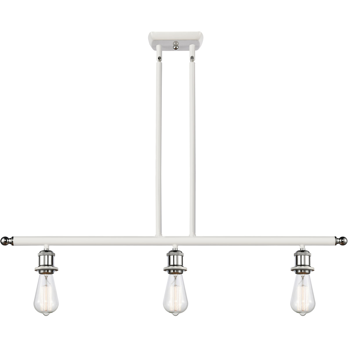 Ballston Bare Bulb LED 36 inch White and Polished Chrome Island Light Ceiling Light, Ballston