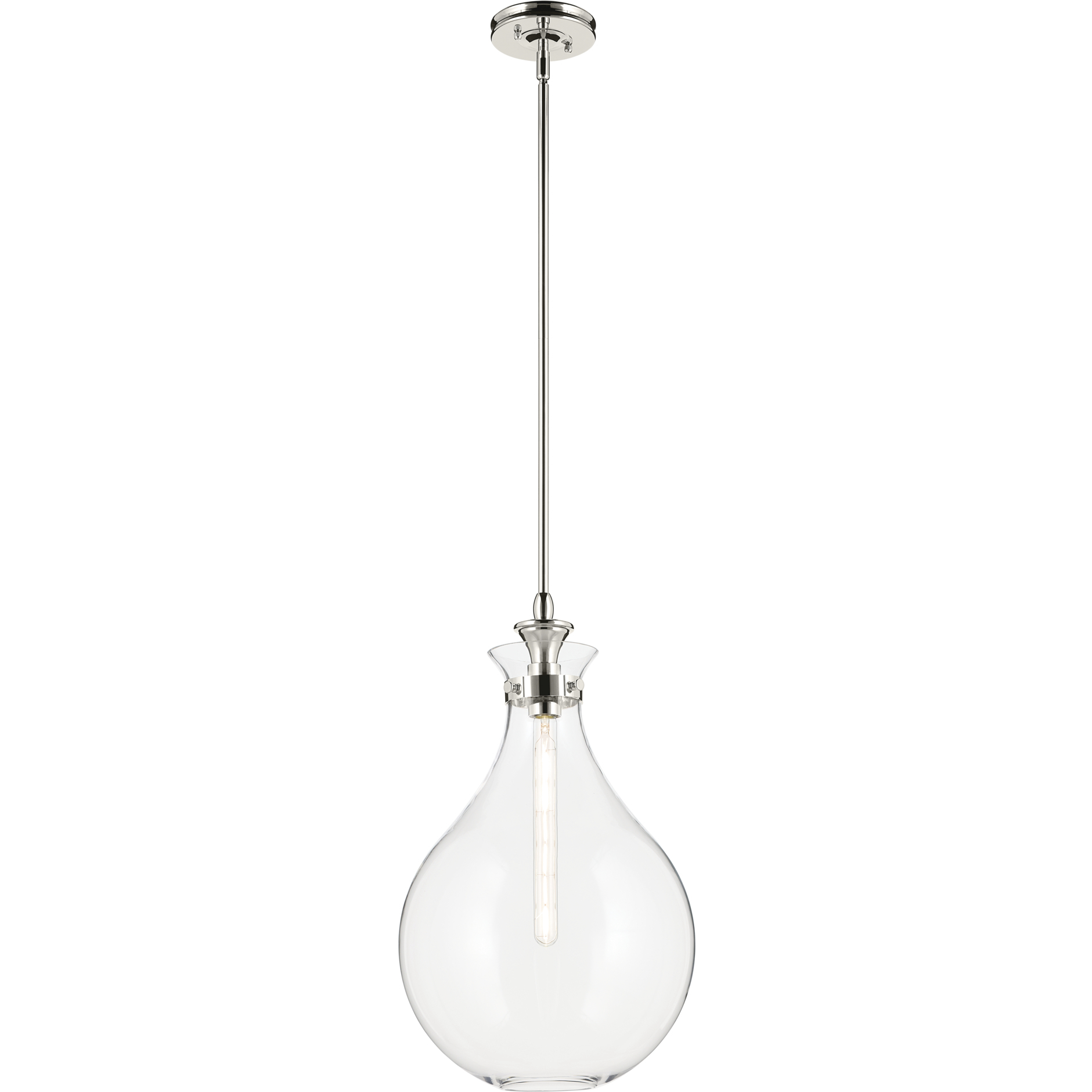Laria 1 Light Polished Nickel Pendant Ceiling Light in Clear