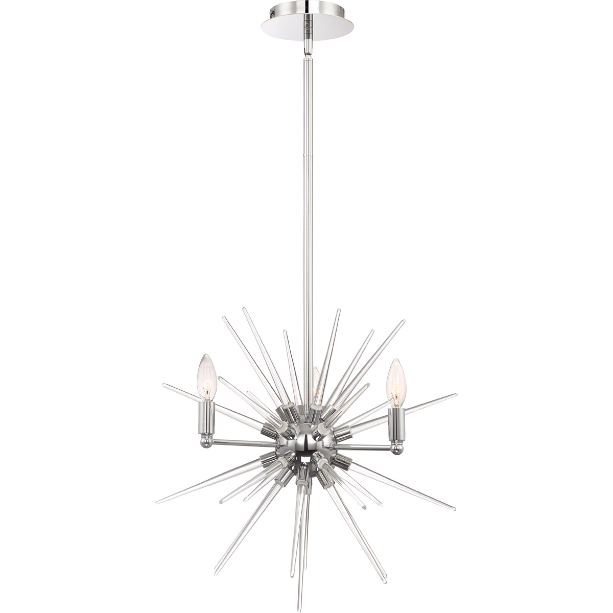 Pulsar 4 Light 20 inch Chrome with Clear Glass Chandelier Ceiling Light