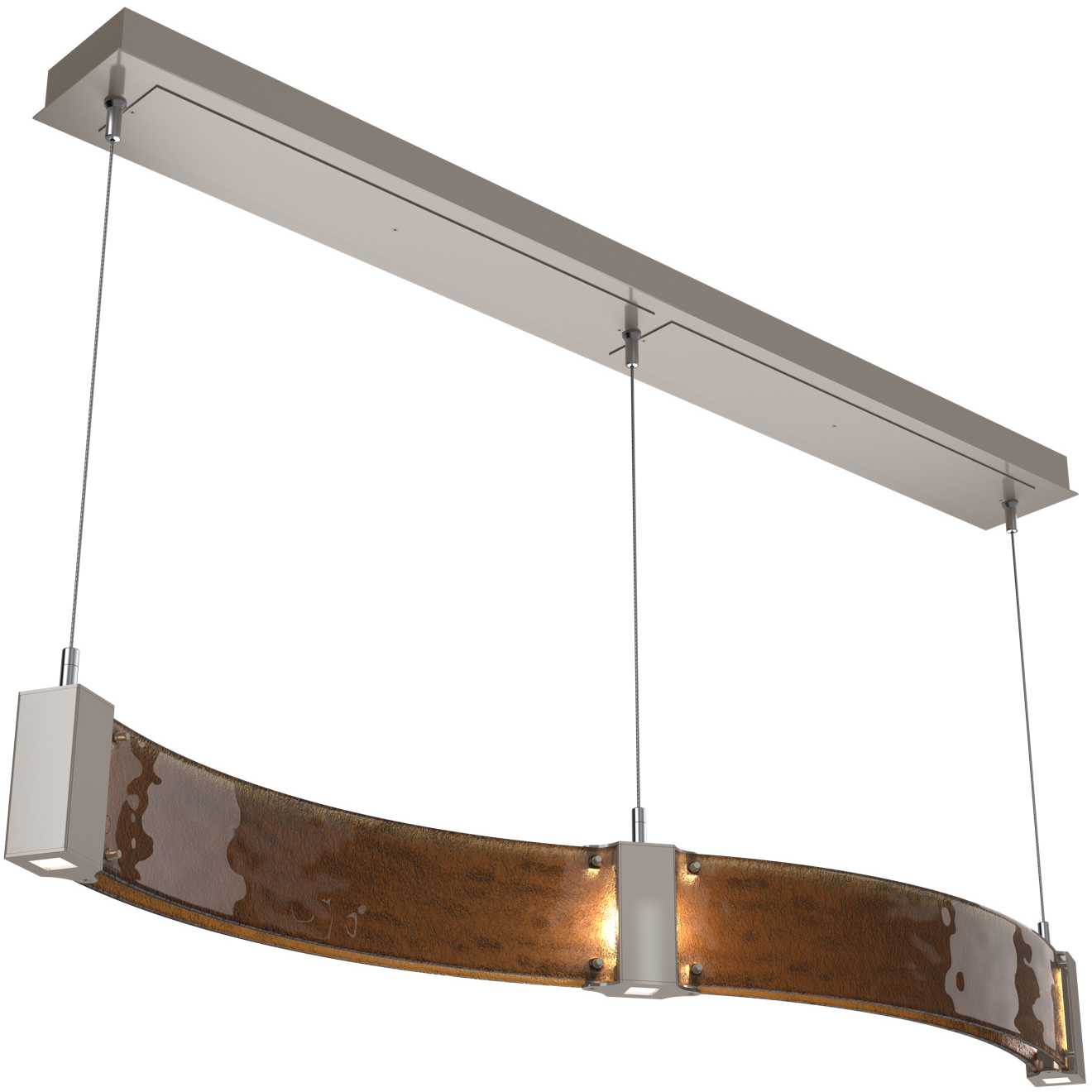 Parallel LED 48 inch Beige Silver Linear Pendant Ceiling Light in Metallic Beige Silver, Bronze Granite, 2700K LED, Curved