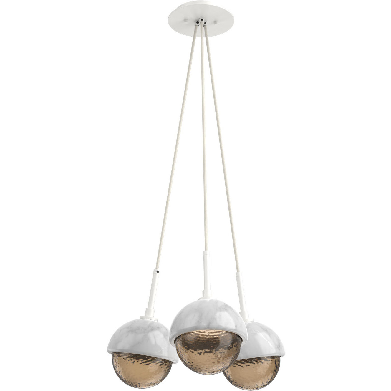 Cabochon LED 13.3 inch Salt White with White Marble Cluster Pendant Ceiling Light in 3000K LED, Bronze