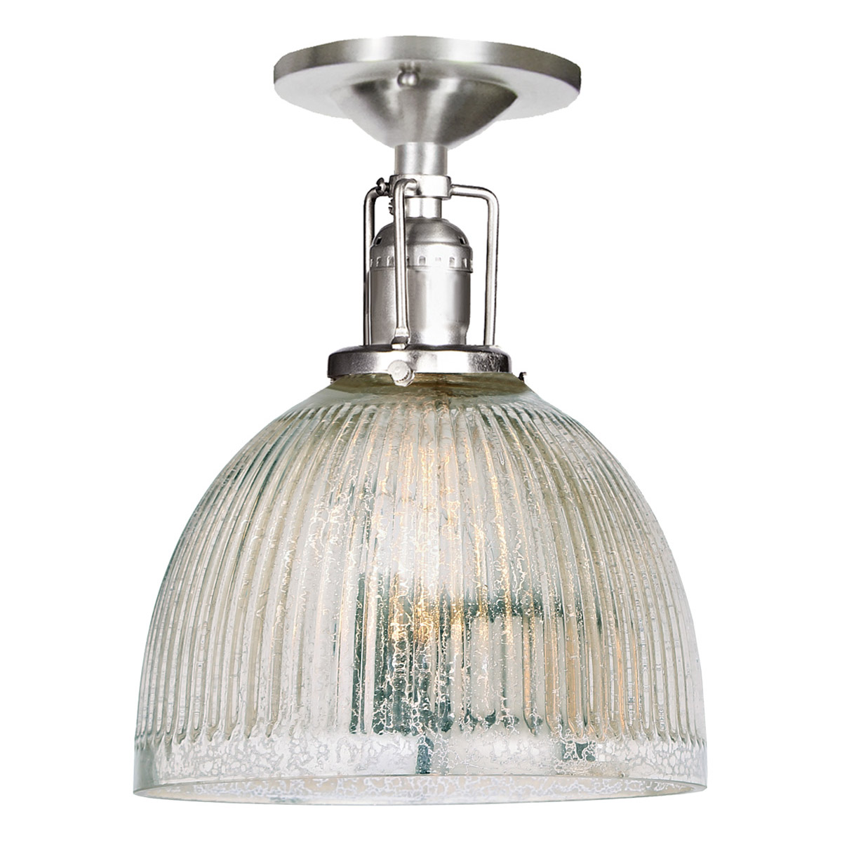 Union Square Madison 1 Light 7 inch Satin Nickel Flush Mount Ceiling Light in Mercury Ribbed