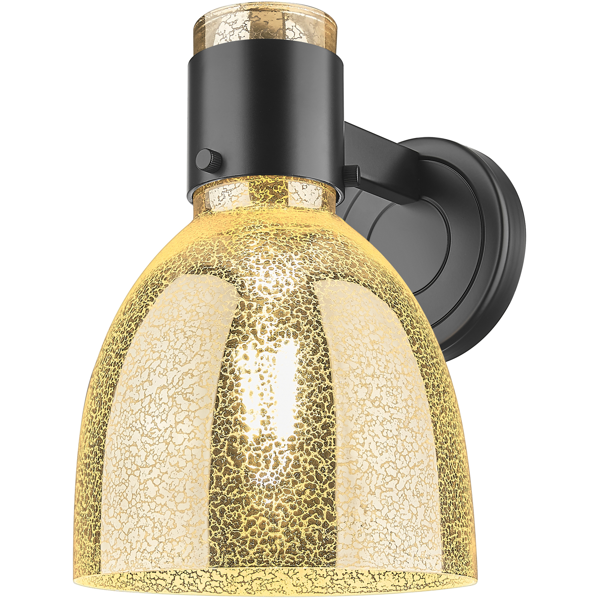 Lawton Bell Sconce Wall Light in Matte Black, Mercury Glass