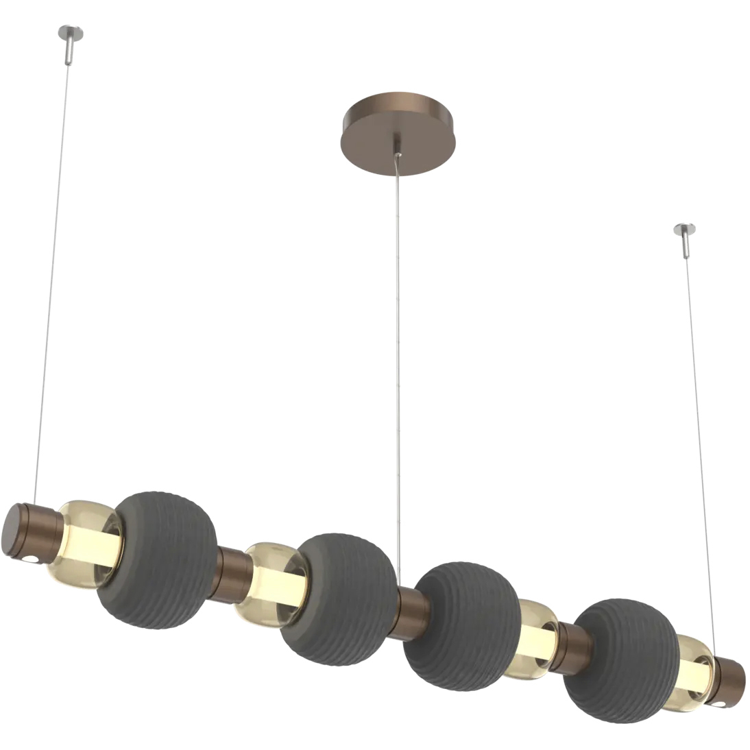 Torno Mandrel LED 53.3 inch Burnished Bronze with Charcoal Linear Chandelier Ceiling Light